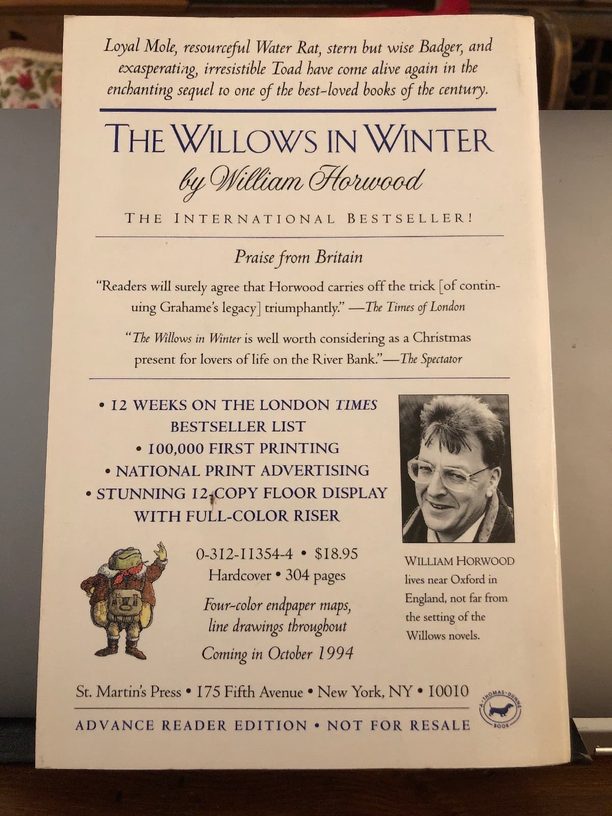 The Willows in Winter William Horwood 1994 1st US pb advance readers edition ARC - Thumbnail 7