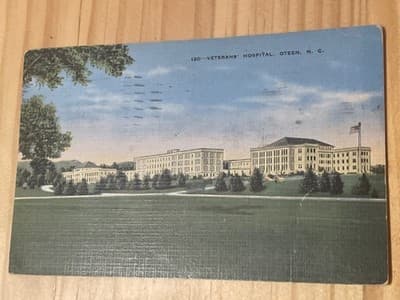Vintage Veterans Hospital Oteen NC Postcard 120 Postmarked Asheville Handwritten - Image 1