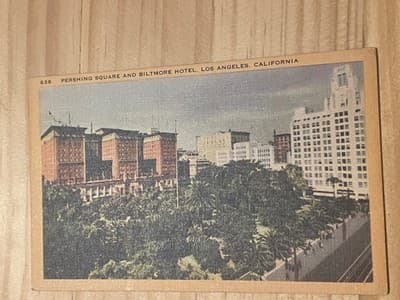 Longshaw Postcard Pershing Square Biltmore Hotel Los Angeles 1948 Postmarked - Image 1