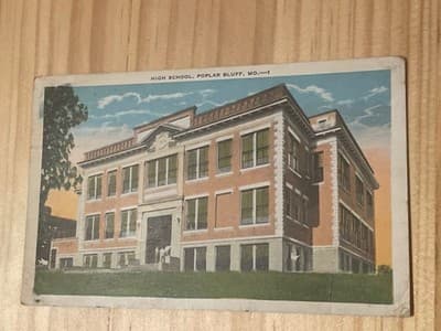 High School Poplar Bluff MO Postcard 1951 Vintage Picture Postcard Unposted - Image 1