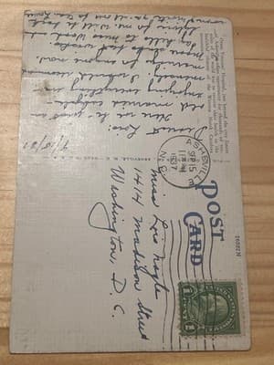 Vintage Veterans Hospital Oteen NC Postcard 120 Postmarked Asheville Handwritten - Thumbnail 2