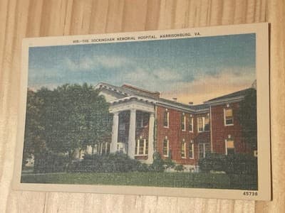 Harrisonburg VA Rockingham Memorial Hospital Postcard Unused Linen 45738 Vintage - Image 1