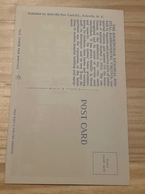 Harrisonburg VA Rockingham Memorial Hospital Postcard Unused Linen 45738 Vintage - Thumbnail 2