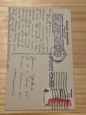 Aragon Ballroom Chicago Vintage Postcard 20,000 Sq Ft Dance Floor Mailed 4c - Thumbnail 2