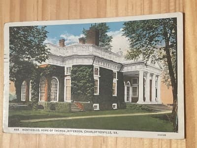 Monticello Home of Thomas Jefferson Postcard Charlottesville VA 1935 J P Bell Co - Image 1