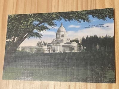 State Capitol Olympia Washington Postcard Linen Texture 28180 Unposted Vintage - Image 1