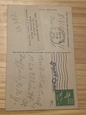 Boys Club Worcester MA Postcard 1945 Sent Linen View 1c Stamp Building - Thumbnail 2