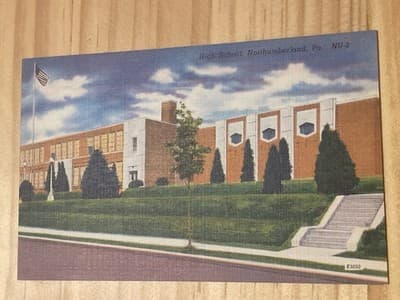 High School Northumberland PA Postcard Medane Greeting Card Co Unposted K5050 - Image 1