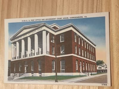 Harrisonburg VA Postcard Post Office Court House Asheville Postcard Unposted - Image 1