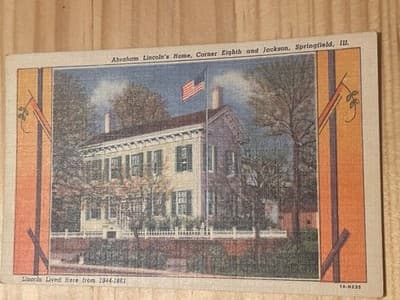 Abraham Lincoln Home Postcard Springfield IL Linen Curteich 1A-H235 Unposted - Image 1