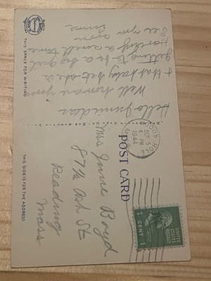 Woods Hole Marine Biological Laboratory Postcard Cape Cod Postmarked 1944 Linen - Thumbnail 2