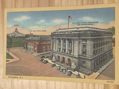 Curteich Chicago Postcard Providence RI US Post Office Court House Vintage - Image 1