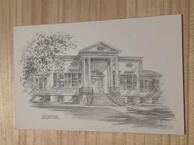 Taft Museum Cincinnati Ohio Postcard Vintage Pencil Sketch Unposted Clean Back - Image 1