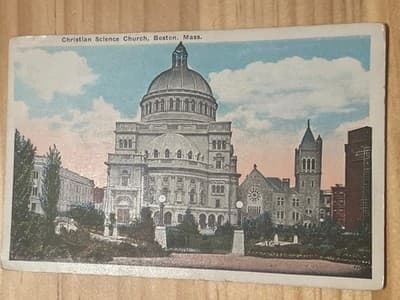 Christian Science Church Boston Mass Postcard Vintage Colorized Unposted Unused - Image 1