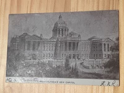 Pennsylvanias New Capitol Vintage Postcard Posted Handwritten Address Black - Image 1