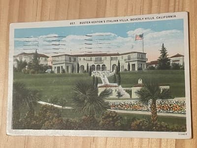Buster Keaton Italian Villa Beverly Hills CA Postcard 857 Western Publ Used - Image 1