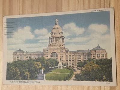 Vintage The State Capitol Austin Texas Postcard Photo by Ellison Handwritten - Image 1