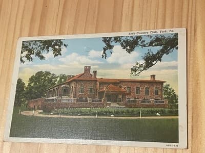 York Country Club York PA Vintage Curteich Linen Postcard 1945 Postmarked Used - Image 1