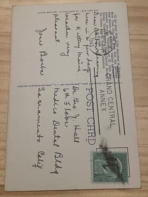 Curteich Postcard Famous Churches of New York City Linen 113 Postmarked 1949 - Thumbnail 2
