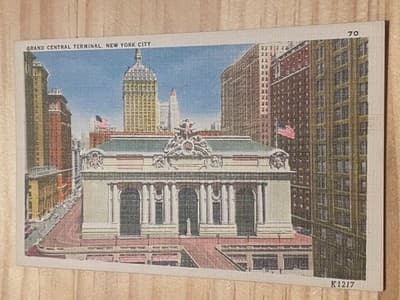 Grand Central Terminal New York City Linen Postcard Unposted K1217 Vintage - Image 1