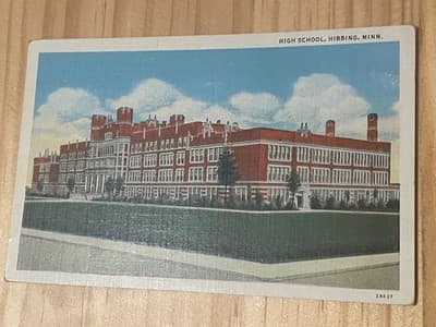 Hibbing High School Postcard Hibbing MN Vintage Linen Era Unposted Unused 2A637 - Image 1