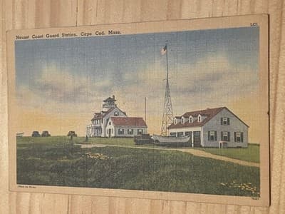 H L Moore Co Postcard Nauset Coast Guard Station Cape Cod Mass Handwritten Back - Image 1