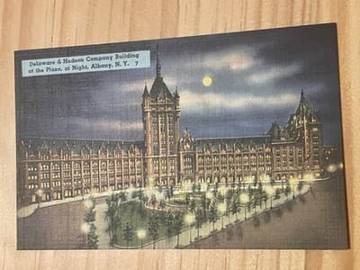 Delaware & Hudson Company Building Albany NY Postcard Night View Unused Scenic - Image 1