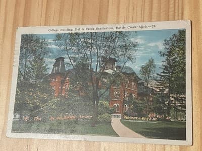 Battle Creek Sanitarium College Building Postcard Michigan Vintage Postmarked - Image 1