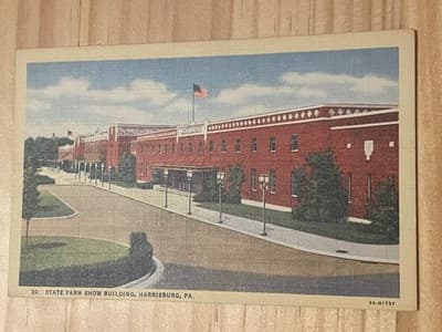 Curteich C T Art Colortone State Farm Show Building Harrisburg PA Postcard Linen - Image 1