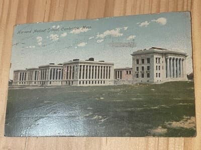 Harvard Medical School Postcard Cambridge MA Vintage 1909 Boston Fenway Postmark - Image 1