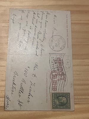 New Art Museum Boston Postcard 1909 Mason Bros Postmarked Boston MA Stamped Used - Thumbnail 2