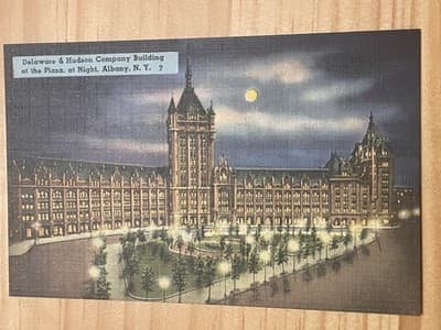 Delaware & Hudson Bldg Albany NY Postcard Unposted Night View Vintage Tichnor - Image 1