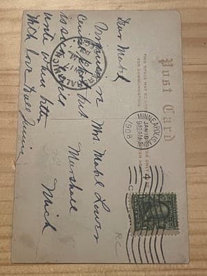 Central High School Postcard Minneapolis 1908 Vintage Postmarked Addressed Used - Thumbnail 2