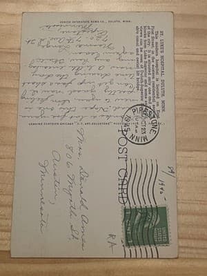 St Lukes Hospital Duluth MN Postcard 1943 Curteich Art Colortone Postmarked - Thumbnail 2