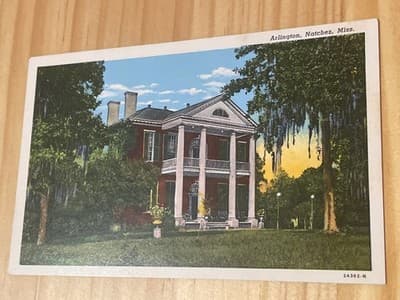 CurtTeich Postcard Arlington Mansion Natchez Mississippi Vintage Unposted Linen - Image 1