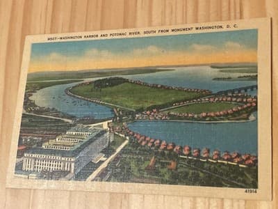 Washington DC Postcard Washington Harbor Potomac River South From Monument Linen - Image 1