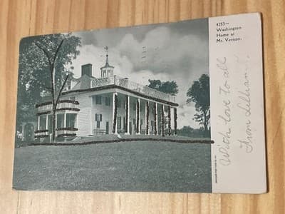 Washington Mt Vernon Postcard 4253 1907 Postmarked One Cent Stamp Vintage Used - Image 1
