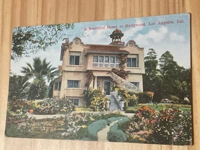 A Beautiful Home Hollywood Los Angeles Postcard 1913 Handwritten Postmarked - Image 1