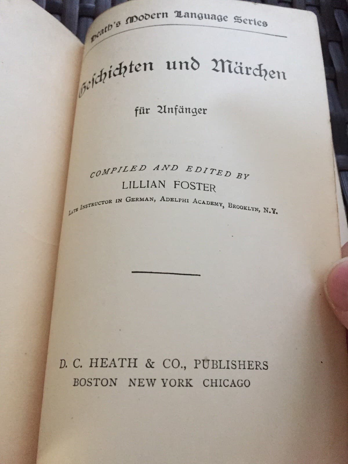 HEATH MODERN LANGUAGE SERIES 1899 German GESCHICHTEN UND MARCHEN Foster ATQ BOOK - Thumbnail 3