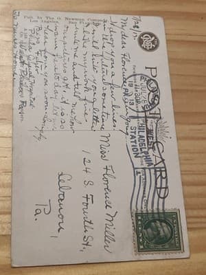 A Beautiful Home Hollywood Los Angeles Postcard 1913 Handwritten Postmarked - Thumbnail 2