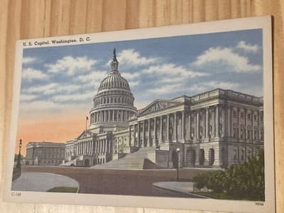Vintage U S Capitol Washington DC Postcard Linen Unposted Souvenir C-166 72724 - Image 1