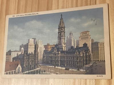 City Hall Philadelphia PA Linen Postcard Curt Teich 3A-H575 Unposted Vintage - Image 1