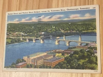 Vintage Chattanooga TN Market Street Walnut Street Bridges Postcard W M Cline - Image 1