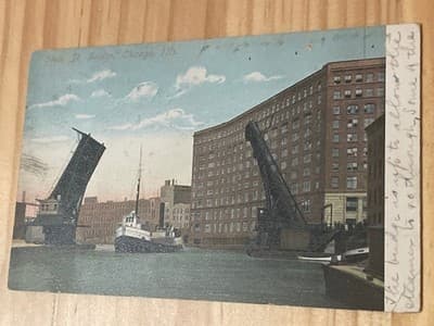 State St Bridge Chicago IL Vintage Postcard Printed in Germany Postmarked Used - Image 1