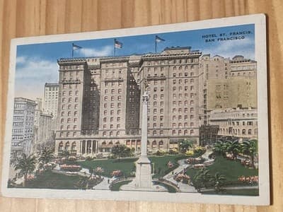 Hotel St Francis San Francisco Vintage Postcard Postmarked Handwritten 1c Stamp - Image 1