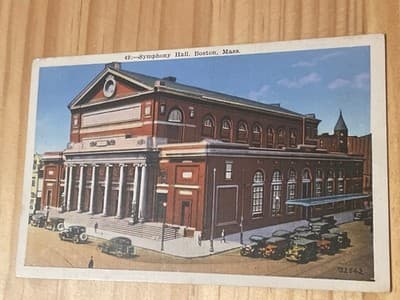 Symphony Hall Boston MA Postcard United Art Co Unposted Vintage Linen Scenic - Image 1