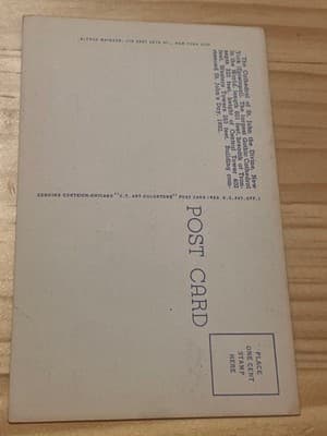 Curteich-Chicago Cathedral of St John the Divine New York Linen Postcard Unused - Thumbnail 2