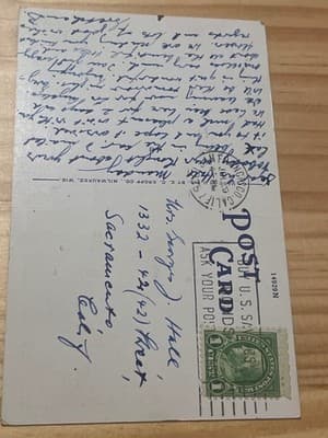 Hotel St Francis San Francisco Vintage Postcard Postmarked Handwritten 1c Stamp - Thumbnail 2