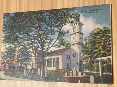 Old St Johns Church Richmond VA Postcard Vintage Linen Unposted Color Souvenir - Image 1