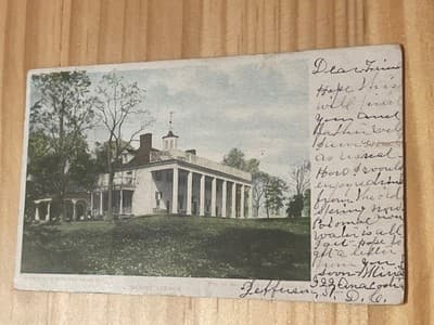 Mount Vernon Postcard Washington Postmarked Handwritten Vintage Estate Postcard - Image 1